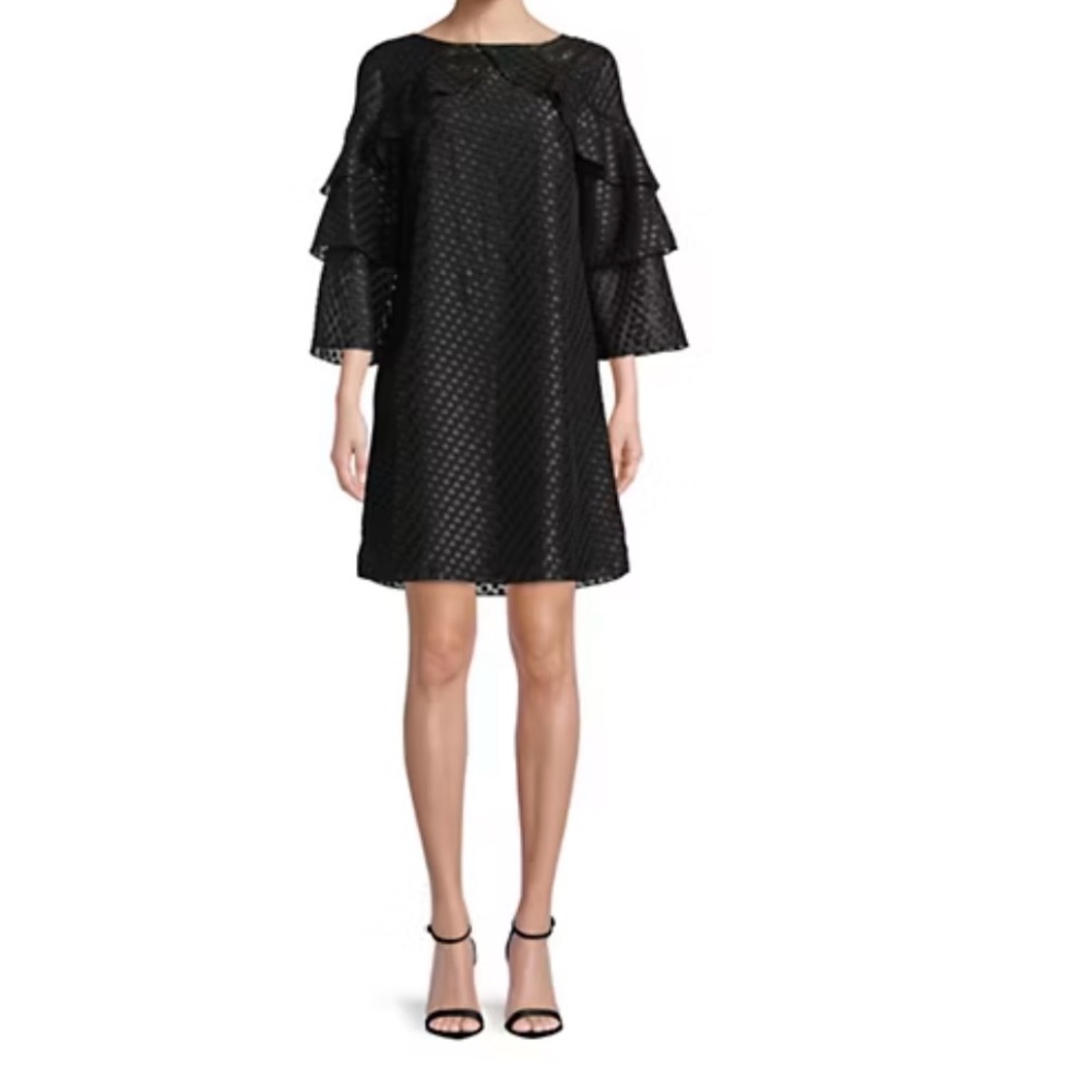 Elegant Black Ruffle Sleeve Dress